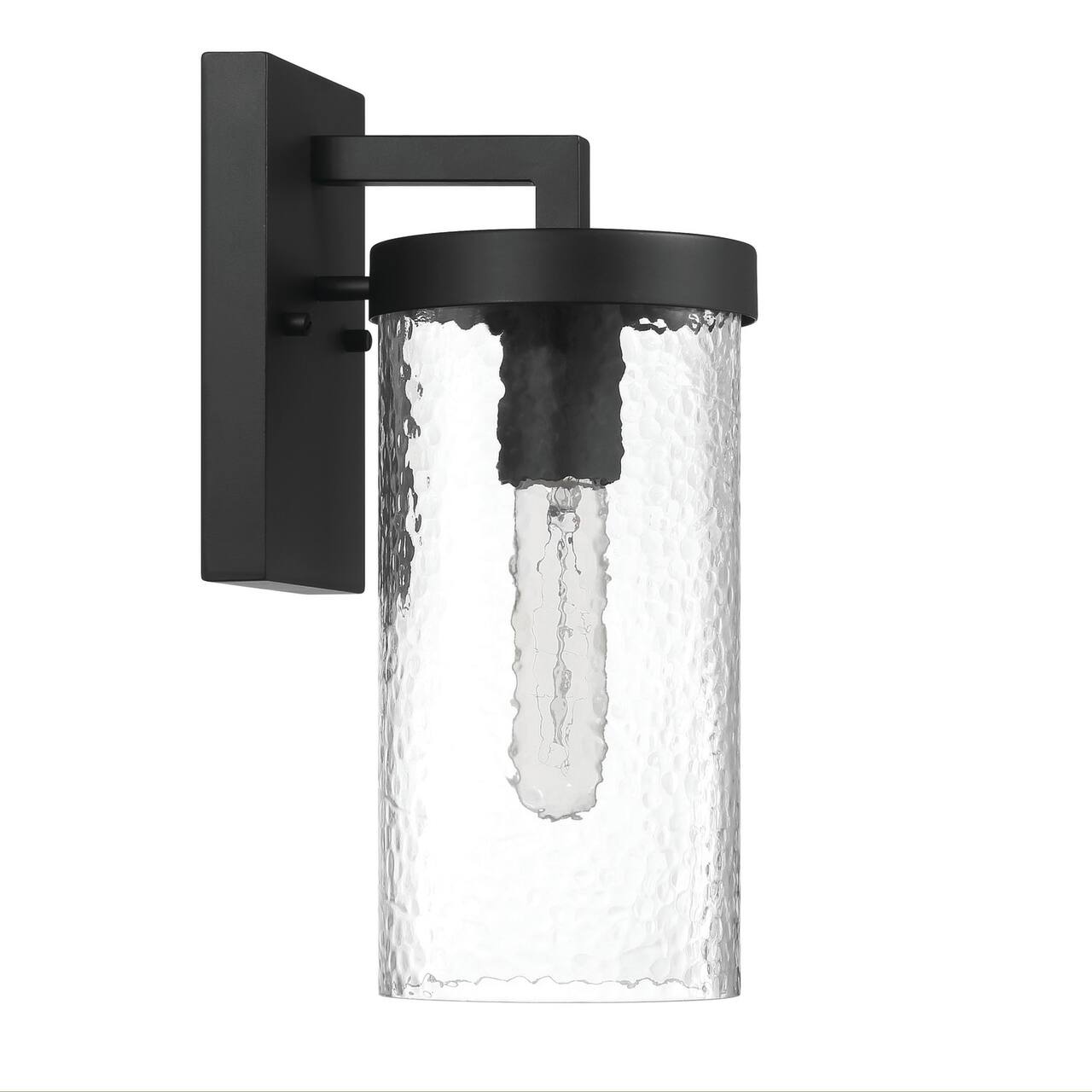 Hello Honey® Aria Matte Black Cylindrical Textured Water Glass & Metal Wall Mounted Outdoor Light